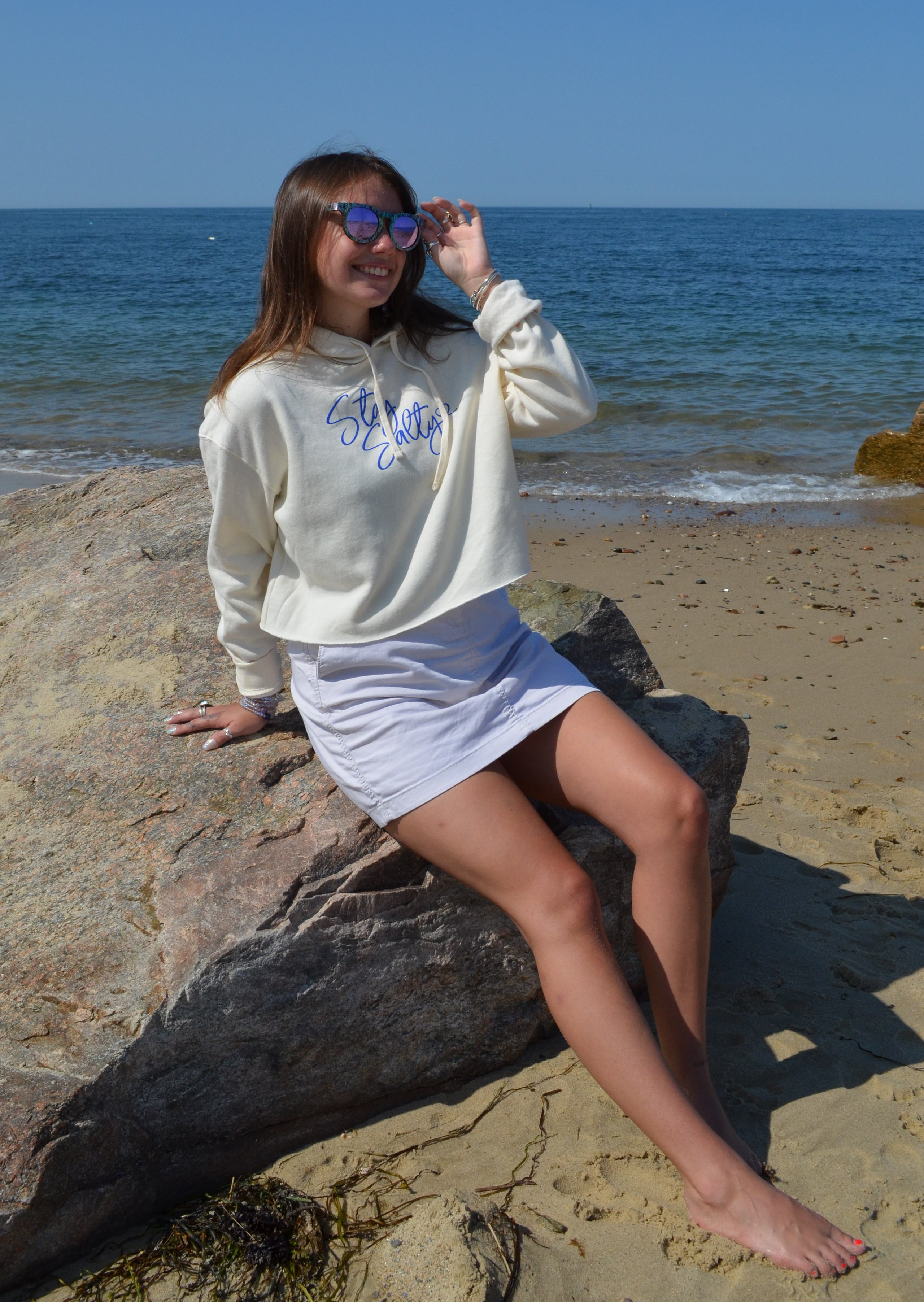 Sweatshirt Stay Salty Crop Hood
